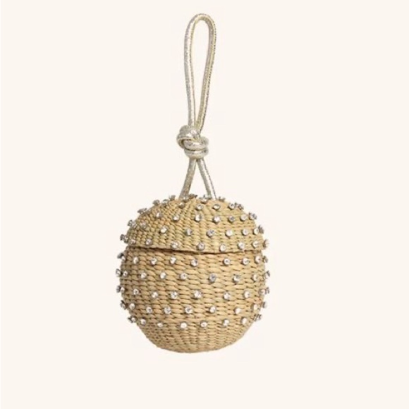 Poolside Handbags - NWT Poolside “The Disco Ball” Straw Rhinestones Luxury Wristlet Bag RARE!